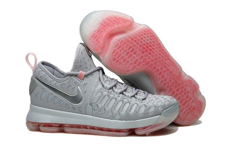 Nike KD 9 Wolf Grey Pink Shoes - Click Image to Close